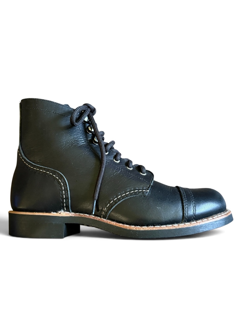 RED WING SHOES Iron Ranger Black Leather Lace-Up Cap-Toe Boots Size 7.5